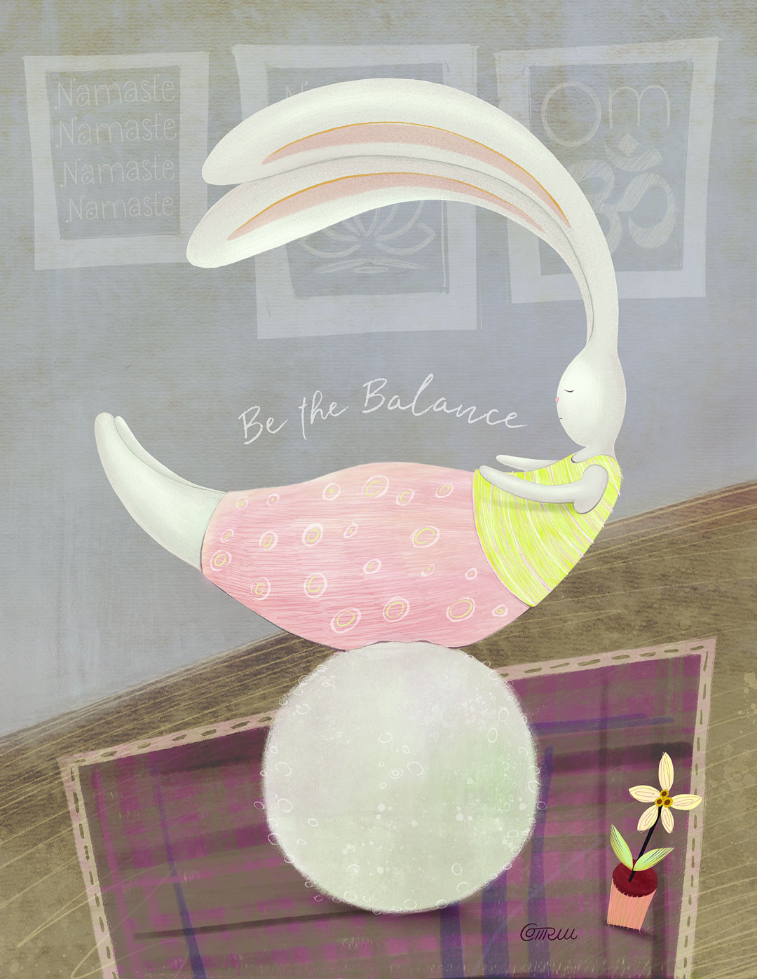 A bunny balances on its tail in a yoga pose