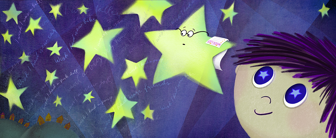 Little boy looks at the stars
